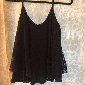 Navy blue lace flowy tank